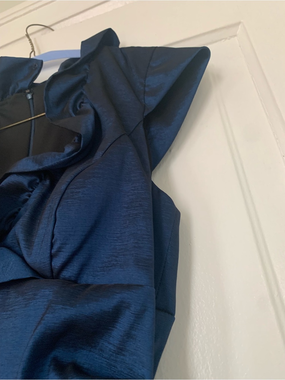 Xscape Navy Ruffle-Detail Ruched Midi Dress - Picture 5 of 10